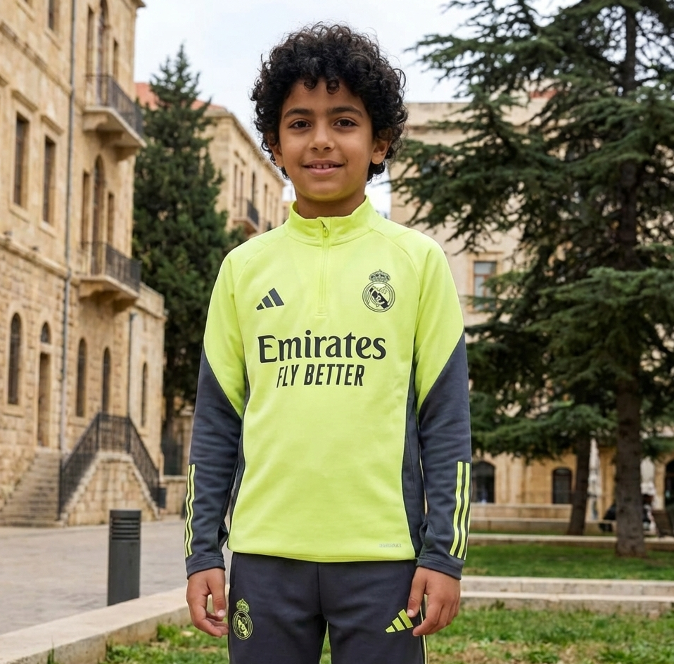 Kids Real Madrid Lime Tracksuit 25/26
