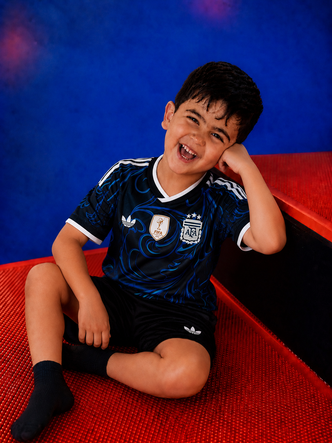 Argentina Kids Away World Cup Kit + FREE shorts