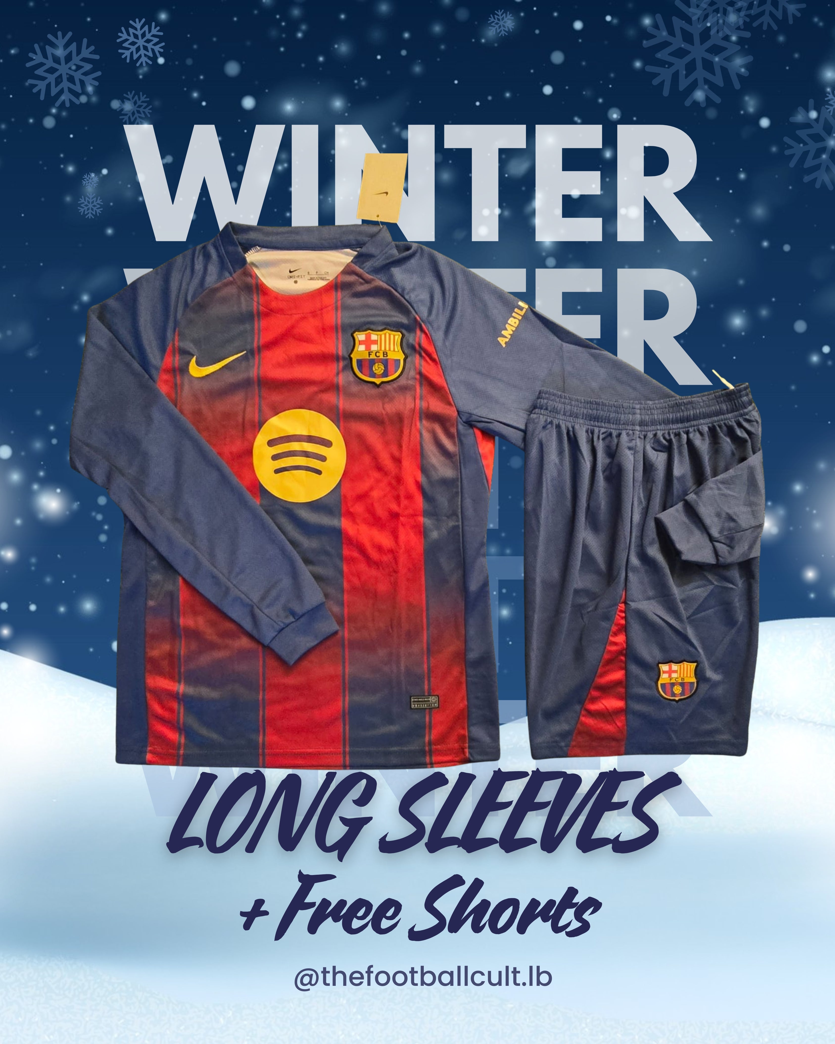 Long Sleeves Barcelona Home Kit + FREE SHORTS