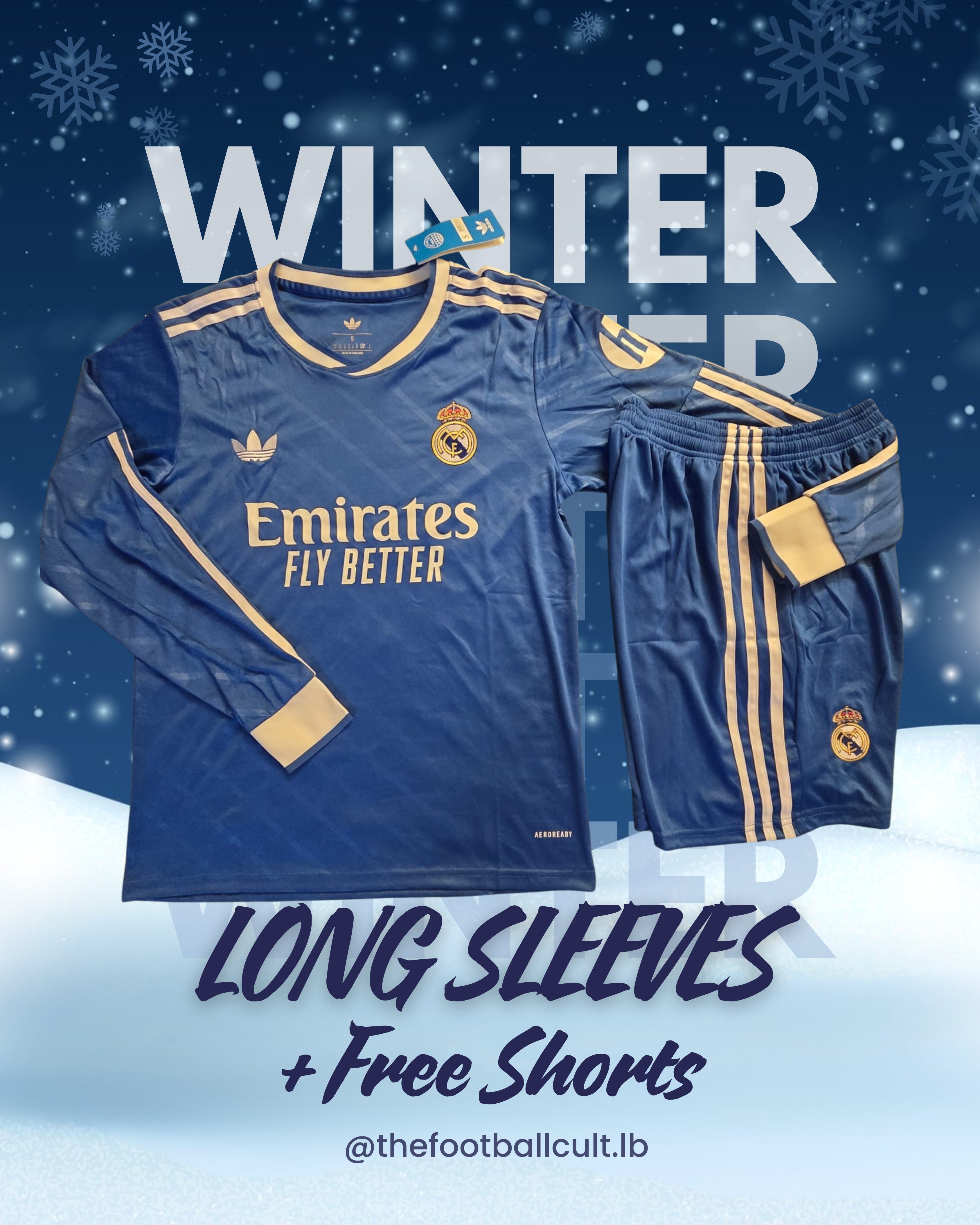 Long Sleeves Real Madrid Third Kit + FREE SHORTS