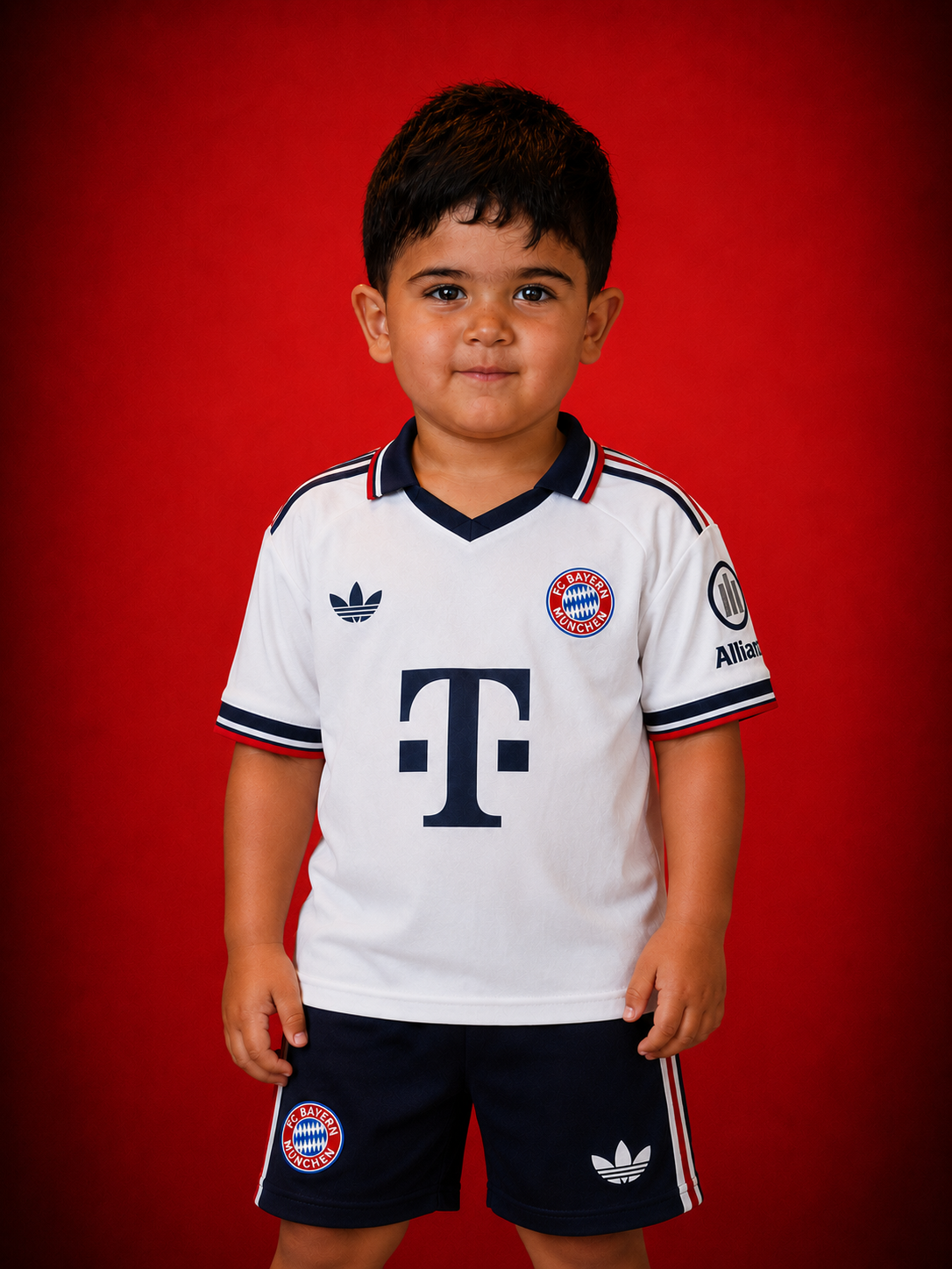 Bayern München Kids Away Kit + FREE shorts