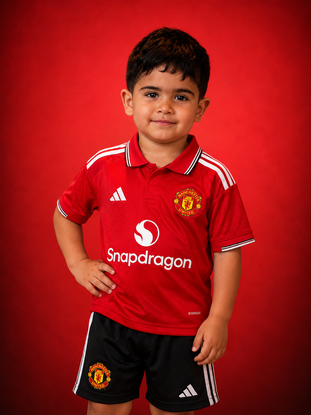 Manchester United Kids Home Kit + FREE shorts