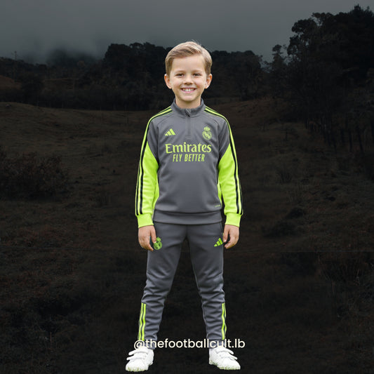 Kids Real Madrid Grey Tracksuit 25/26