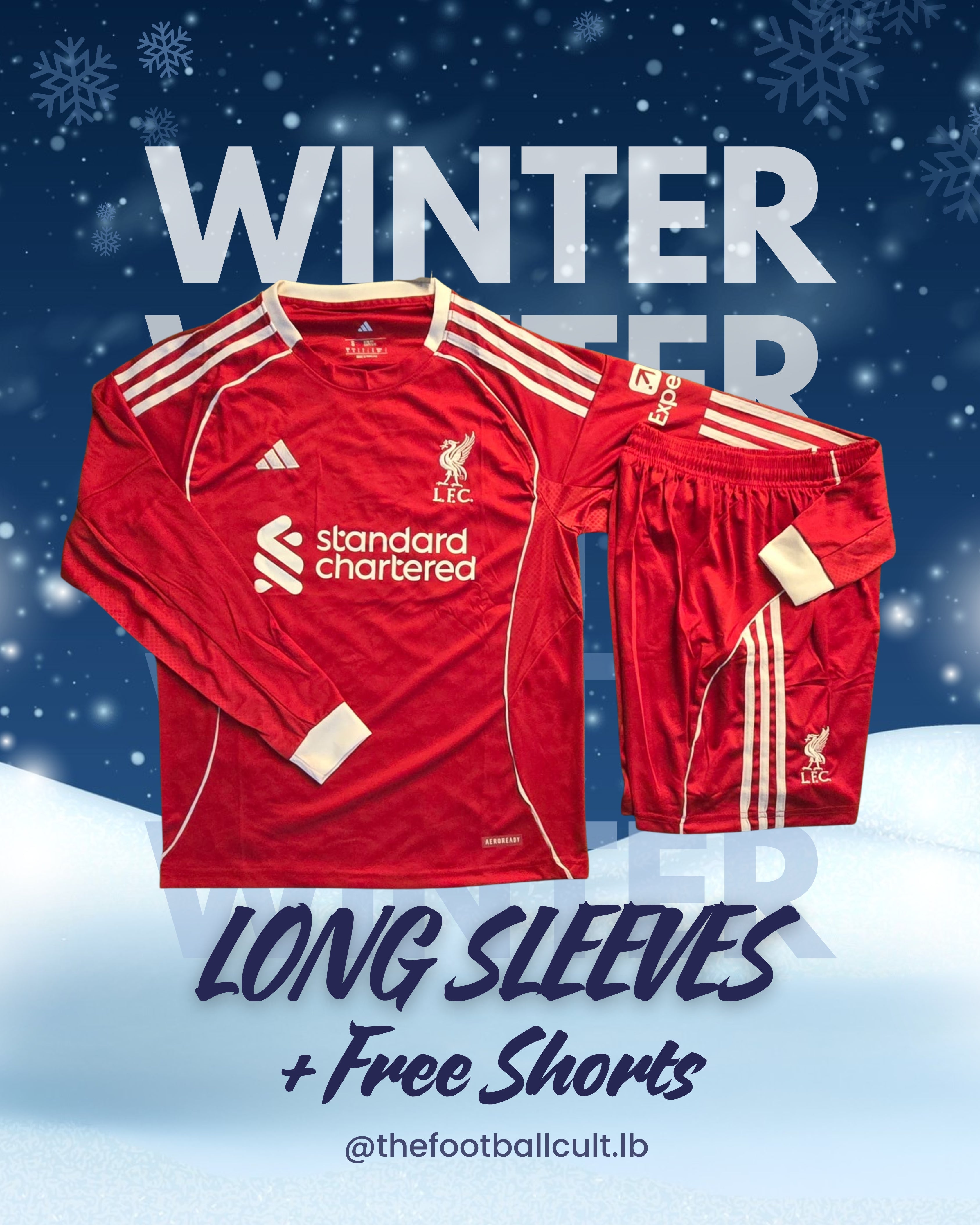 Long Sleeves Liverpool Home Kit + FREE SHORTS
