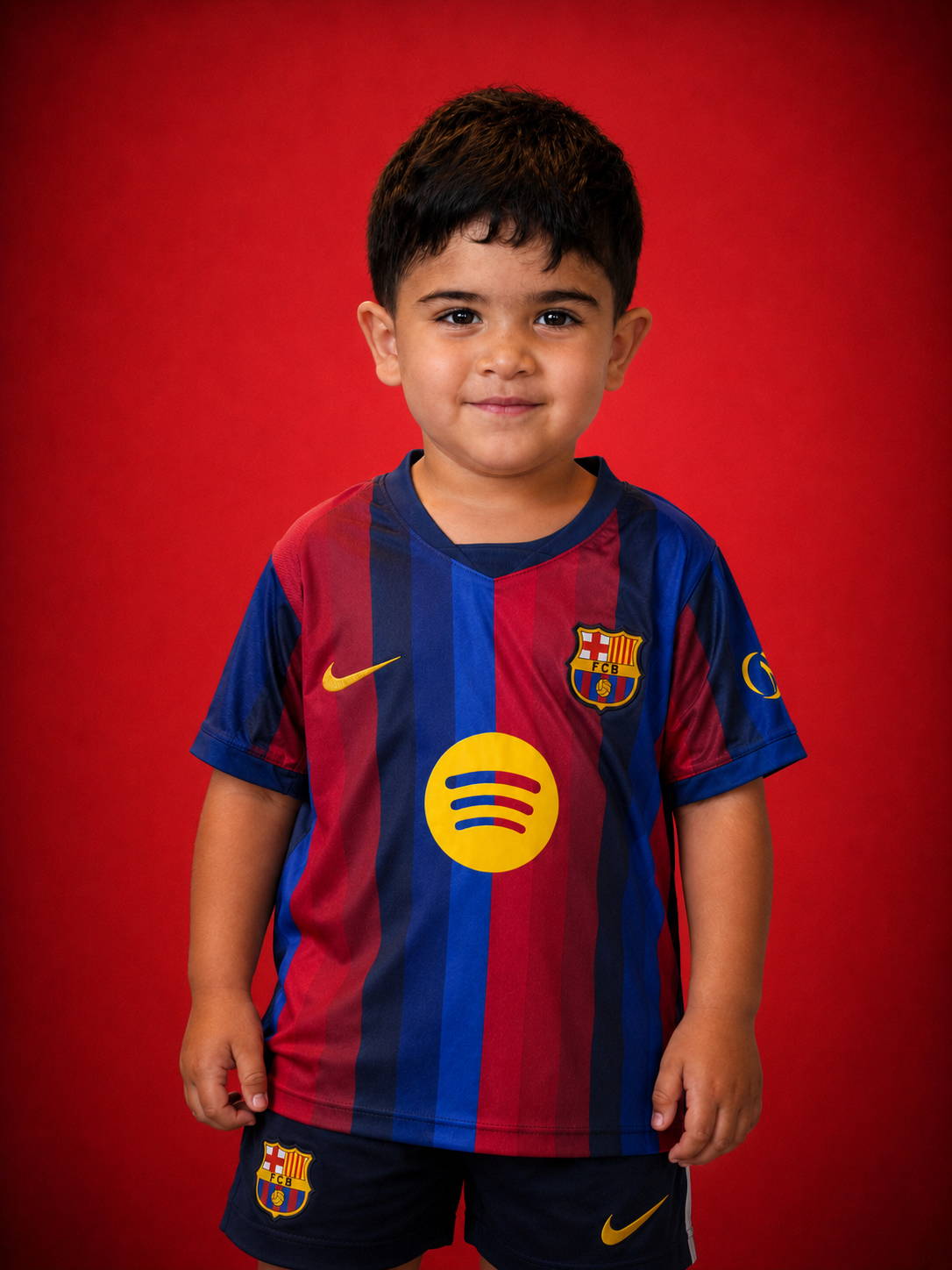 Barcelona Kids Home Kit + FREE shorts